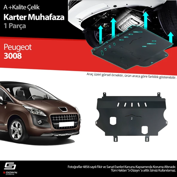 S-Dizayn Peugeot 3008 Çelik Karter Muhafaza 2009-2016 A+ Kalite ürün görseli 1