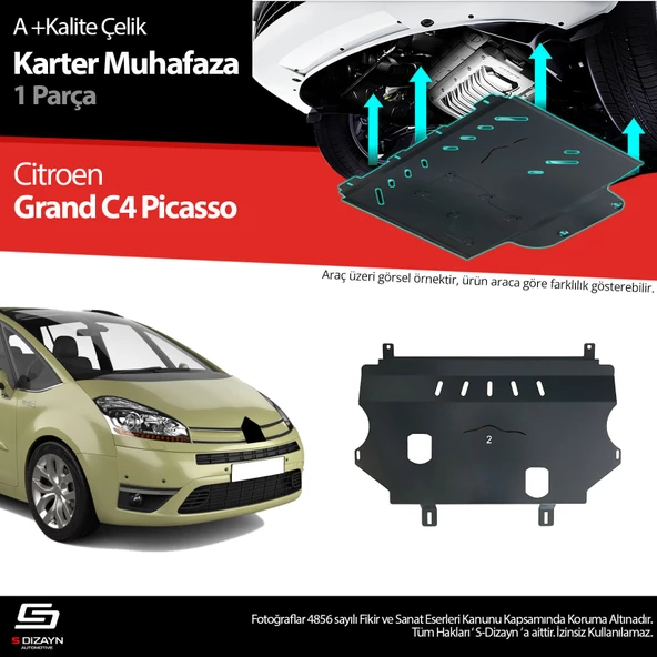 S-Dizayn Citroen C4 G. Picasso Çelik Karter Muhafaza 2006-2013 A+ Kalite ürün görseli 1