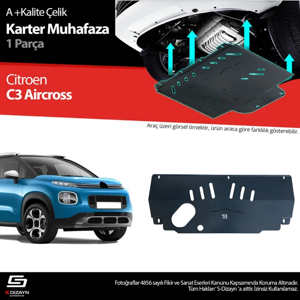 S-Dizayn Citroen C3 Air Cross Çelik Karter Muhafaza 2017 Üzeri A+ Kalite ürün görseli 1