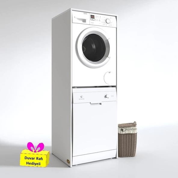 Kenzlife çamaşır-bulaşık makinesi dolabı borya byz 180*70*60 banyo arkalıksız + tekli duvar rafı hediyeli ürün görseli 1