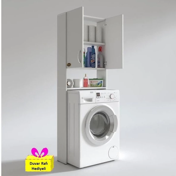 Kenzlife çamaşır makinesi dolabı veronika byz 180*066*20 banyo çift arkalıksız + tekli duvar rafı hediyeli ürün görseli 1