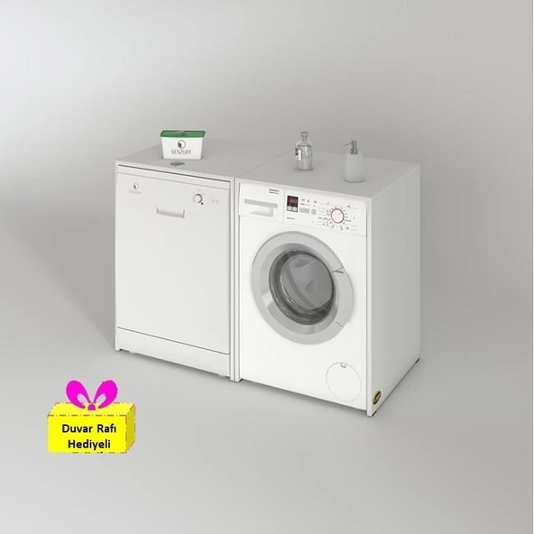Kenzlife çamaşır&kurutma&bulaşık makinesi dolabı naumkare byz 90*140*60 arkalıksız + tekli duvar rafı hediyeli ürün görseli 1