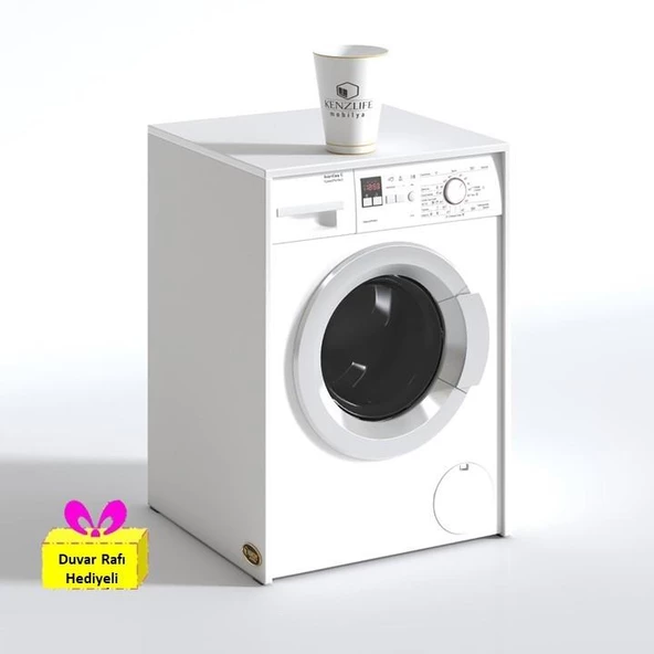 Kenzlife çamaşır makinesi dolabı naum byz 90*70*60 banyo arkalıksız + tekli duvar rafı hediyeli ürün görseli 1