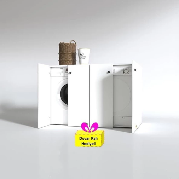 Kenzlife çamaşır&kurutma&bulaşık makinesi dolabı tatyanakare byz 90*140*60 arkalıksız + tekli duvar rafı hediyeli ürün görseli 1