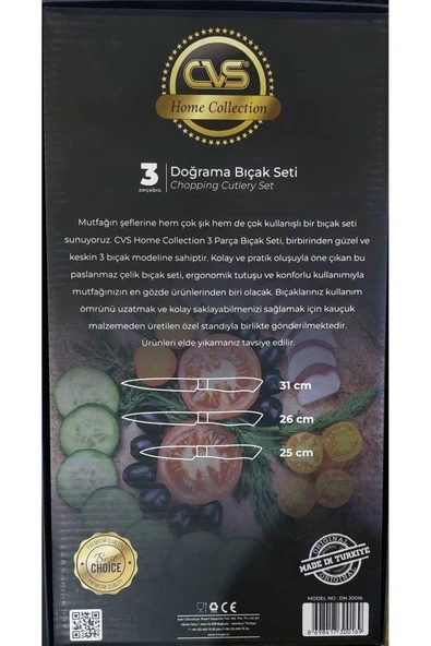 CVS Home Collection 3 Parça Doğrama Bıçak Seti - Resim 3