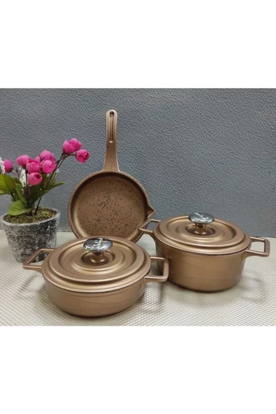 OMS PASLANMAZ Oms Junior mini Döküm 5 Parça Tencere Tava Seti 14cm ürün görseli 1