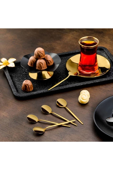 ÖZLİFE Mess 6'lı Çay Kaşık Titanyum Gold ürün görseli 1