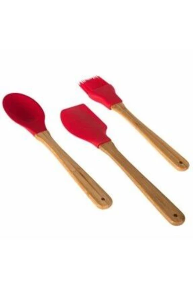 Ardıç Store 3'lü Bambu Saplı Silikon Kaşık -spatula-fırça Isıya Dayanıklı Mutfak Seti ürün görseli 1