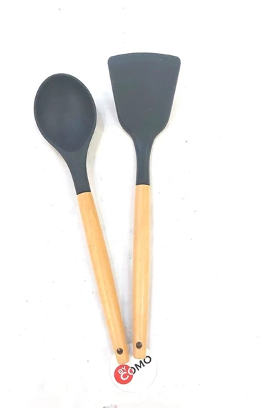 Bycomo By Como 2 Parça Bambu Saplı Silikon Kaşık Spatula Seti ürün görseli 1