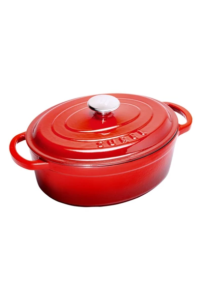 Sürel Aroma Kapak Kırmızı Oval Döküm Tencere 23x29 ürün görseli 1