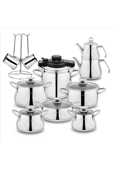 Schafer Caldron Çelik Çeyiz Seti 18 Parça-ınox - Resim 2