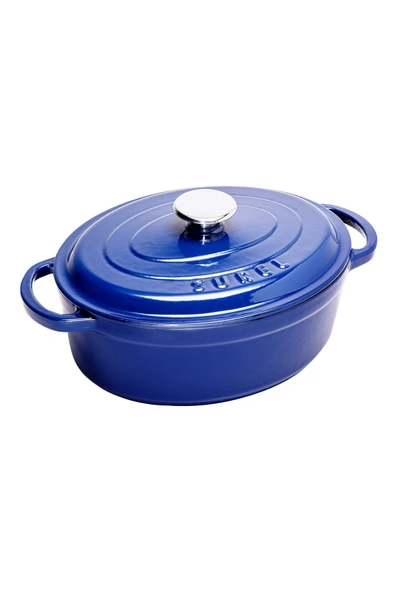 Sürel Aroma Kapak Mavi Oval Döküm Tencere 23x29 ürün görseli 1
