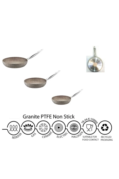 OMS 3207 Kumbeji Indüksiyon Uyumlu 3 Lü Tava Seti 24-26-28cm ürün görseli 1