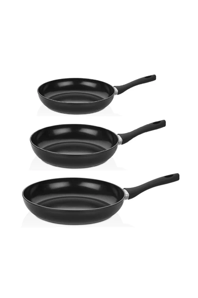 gülsan Ceraflon 3 Boy Kapaksız İndüksiyon Uyumlu Tava Seti  26-28-30cm-SİYAH ürün görseli 1