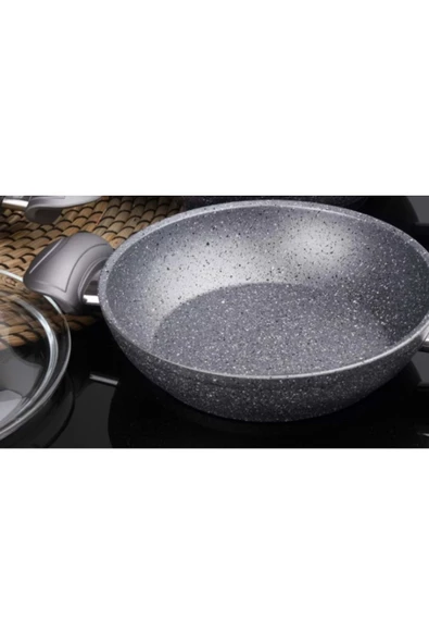 OMS Granit 22 Cm Kapaklı Sahan Gri ürün görseli 1