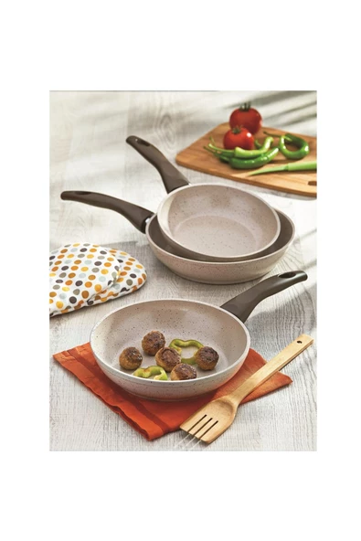 gülsan Safran 3 Boy Kapaksız Granit Tava Seti 26-30-32cm ürün görseli 1