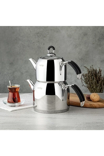Nehir Modern Maxi Çelik Çaydanlık Takımı ürün görseli 1