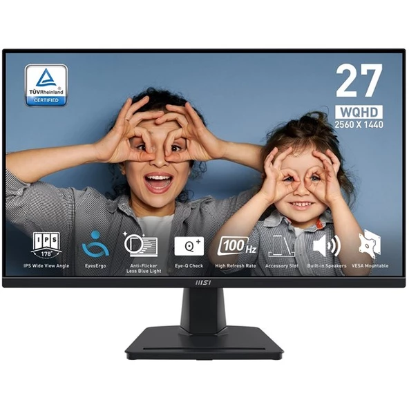 MSI 27" VA PRO MP275Q 1MS 100HZ HDMI-DP EV OFİS MONİTÖRÜ 2560X1440 ürün görseli 1