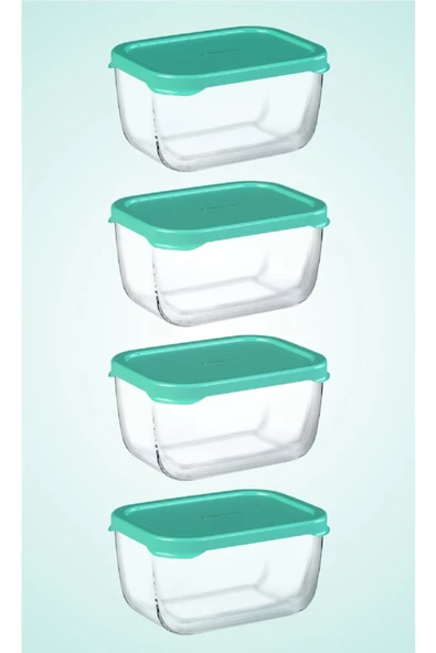 Paşabahçe 4'lü Snowbox Saklama Kabı Takımı - 420cc - Yeşil Kapaklı Pb4x53733 ürün görseli 1