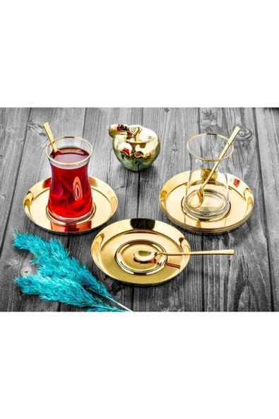 ÖZLİFE Mess Titanyum 12 Parça Çay Seti Gold ürün görseli 1