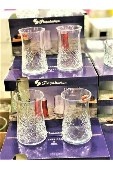 Paşabahçe 12'Li Timeless Çay Bardağı Kristal Kesme Bardak Sadece Bardak ürün görseli 1