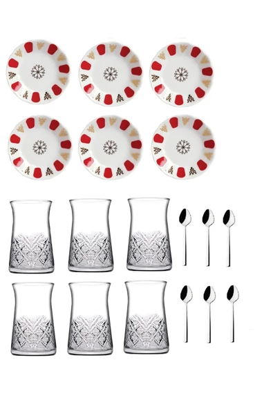 Paşabahçe 18 Parça Timeless Otantik Kırmızı Acem Çay Bardağı Takımı Seti ürün görseli 1