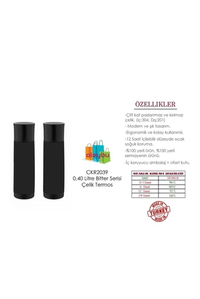 Cooker Çelik Termos Bitter 0.4 Lt - Resim 2