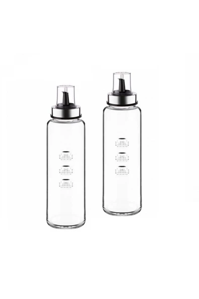 Çiftçiler Parmak Dekorlu 750ml Emniyetli Cam 2'li Yağlık Seti ürün görseli 1