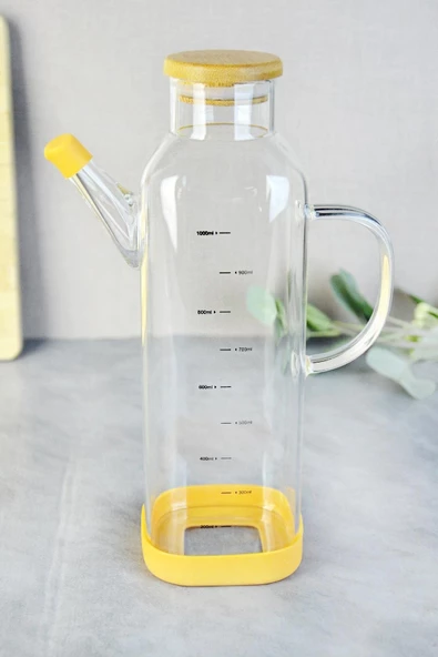 Paçi Alisa Bambu Kapaklı Kare Borosilikat Yağlık - 1000 ml ürün görseli 1