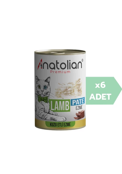 Anatolian Premium Adult Lamb Pate Kuzulu Yetişkin Ezme Kedi konservesi 400 gr x 6 Adet ürün görseli 1