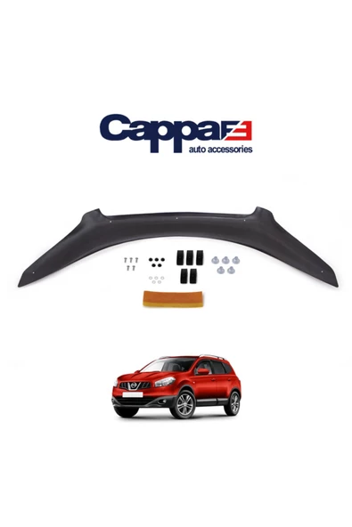 Cappafe Nissan Qashqai Ön Kaput Koruyucu Rüzgarlığı 4mm Akrilik (abs) Piano Black 2010-2013 ürün görseli 1