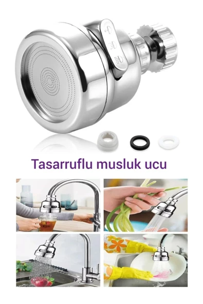 KROM 3 FONKSİYONLU MUTFAK LAVABO BAŞLIĞI 360 DERECE DÖNER MUSLUK UCU - 2 ADET ürün görseli 1