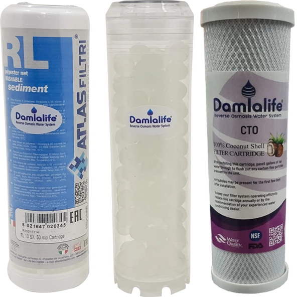 Damlalife Atlas 10''inç Bina Daire Girişi Kuyu Su Arıtma 3Lü Yedek Filtre Seti ürün görseli 1