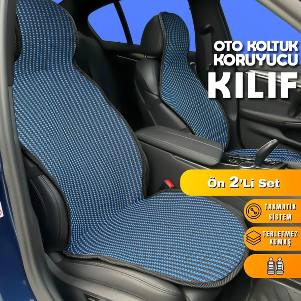 Renault Talisman Uyumlu Koltuk Kılıfı Minder Çizgili Siyah Mavi 2+1 Ön Arka Set ürün görseli 1