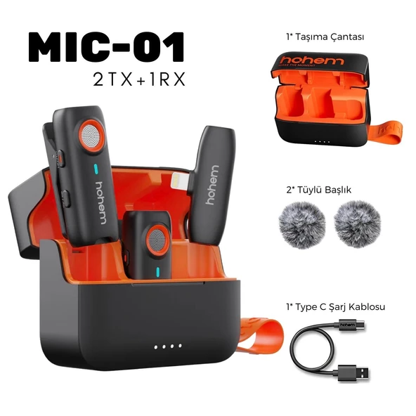 Hohem MIC-01 Wireless 2 Kişilik Yaka Mikrofonu (Lightning) - Resim 2