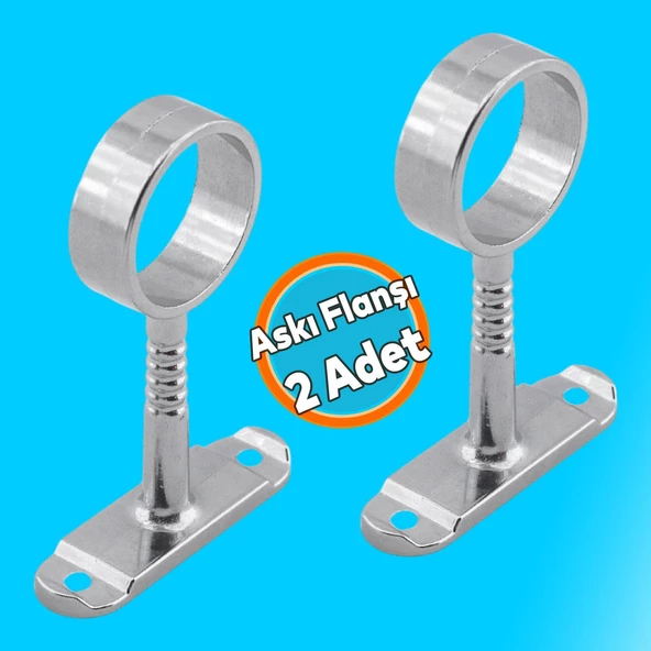 (2 ADET) Askı Flanşı Oval Dolap Boru Sabitleme Kıyafet Elbise Askı Flanş Aparatı Krom 75x25 mm ürün görseli 1
