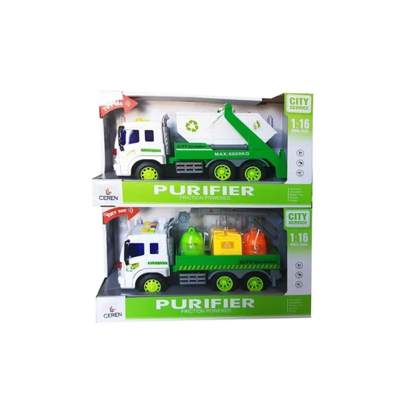 Ctoy Işıklı Sesli Ve Sürtmeli Temizlik Kamyonu 28 Cm (Karışık Model 1 Adet) ürün görseli 1