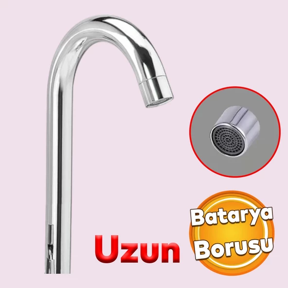 Lavabo Mutfak Musluk Batarya Kuğu Metal Lüks Uzun Evye Borusu Krom Su 360° Dönen Kaliteli Dayanıklı ürün görseli 1