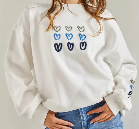 Bianco Lucci Kadın Üç İplik Şardonlu Kalp Baskılı Sweatshirt ürün görseli 1