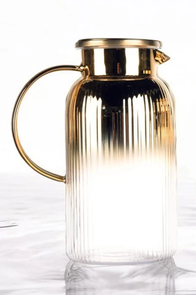 Borosilikat 1900 ML Yaldızlı Kapaklı Sürahi Karaf Venedik ürün görseli 1