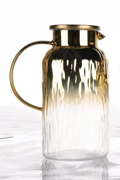 Borosilikat 1900 ML Yaldızlı Kapaklı Sürahi Karaf Milano ürün görseli 1