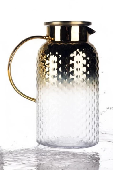 Borosilikat 1900 ML Yaldızlı Kapaklı Sürahi Karaf Napoli ürün görseli 1