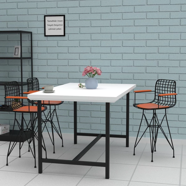 Knsz ufak boy tel bar sandalyesi 1 li uslu syhtrn kolçaklı 55 cm oturma yüksekliği mutfak bahçe cafe ofis ürün görseli 1