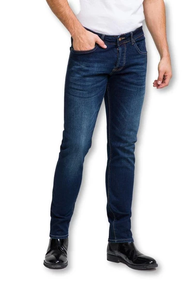 Erkek Slim Fit Yıkamalı Likralı Jean Kot Pantolon ürün görseli 1