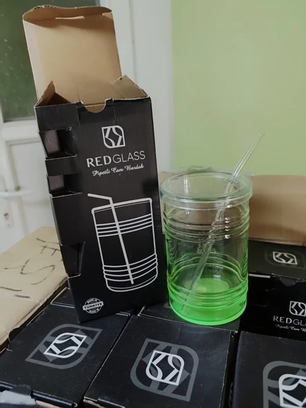 Renkli Cam Pipetli Bardak - Resim 3