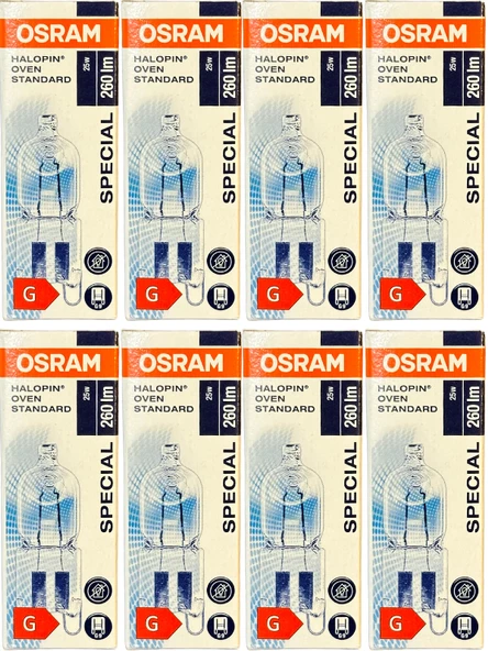 Osram Halopin Oven 25W 2700K (Sarı Işık) G9 Duylu Halojen Fırın Ampulü (8 Adet) ürün görseli 1