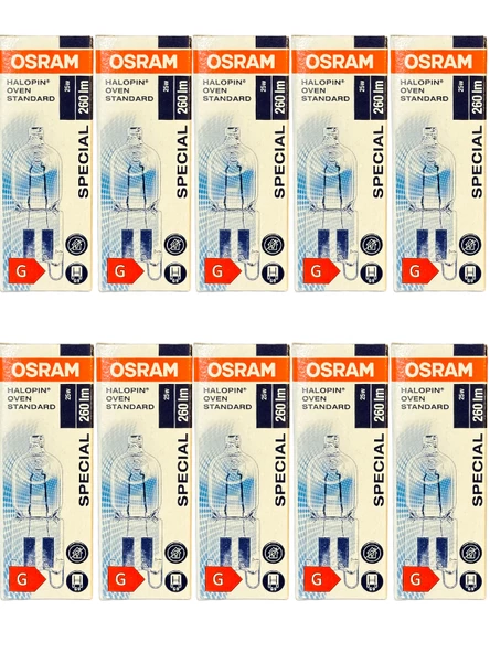 Osram Halopin Oven 25W 2700K (Sarı Işık) G9 Duylu Halojen Fırın Ampulü (10 Adet) ürün görseli 1