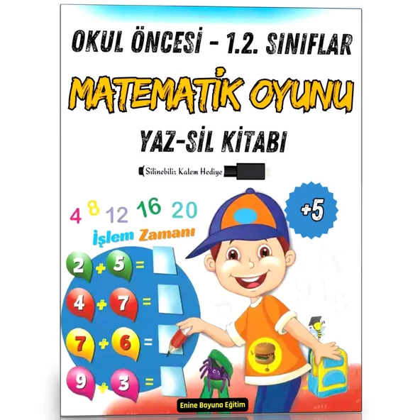 Okul Öncesi ve 1.2. Sınıflar Matematik Oyunu Yaz-SİL Kitabı ürün görseli 1