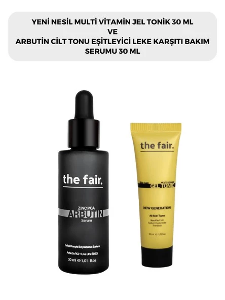 the fair. Multi Vitamin Jel Tonik 30 ml ve Arbutin Cilt Tonu Eşitleyici Leke Karşıtı Bakım Serumu 30 ml ürün görseli 1