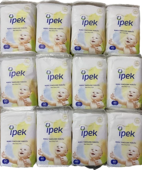 ipek bebek temizleme pamuğu 60 x12 paket ürün görseli 1